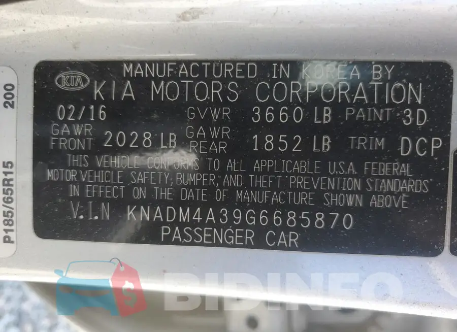KNADM4A39G6685870 Photo# 12