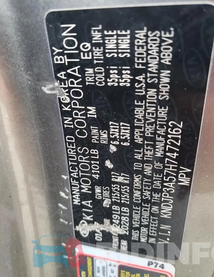 KNDJP3A57H7472162 Photo# 12