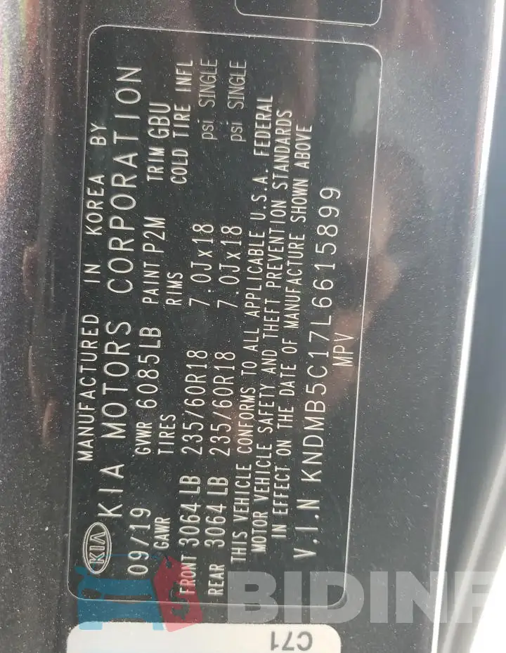 KNDMB5C17L6615899 Photo# 14