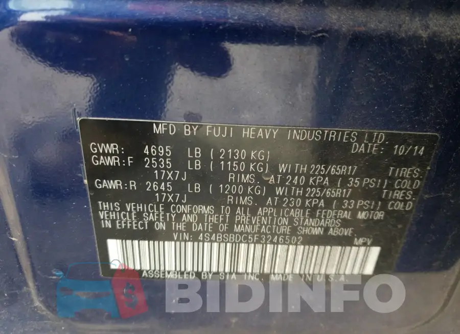 4S4BSBDC5F3246502 Photo# 12