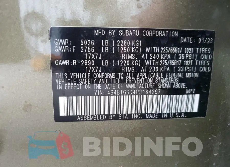 4S4BTGSD4P3164297 Photo# 12