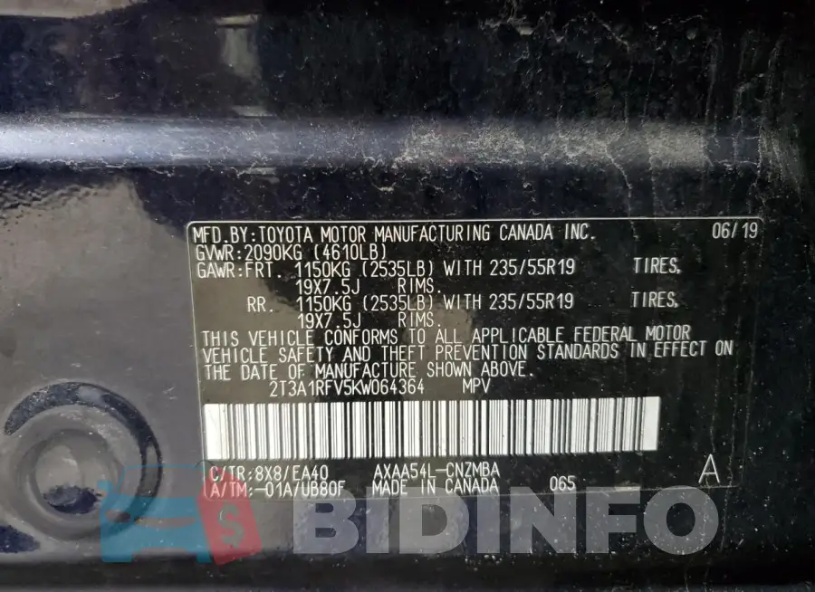 2T3A1RFV5KW064364 Photo# 12