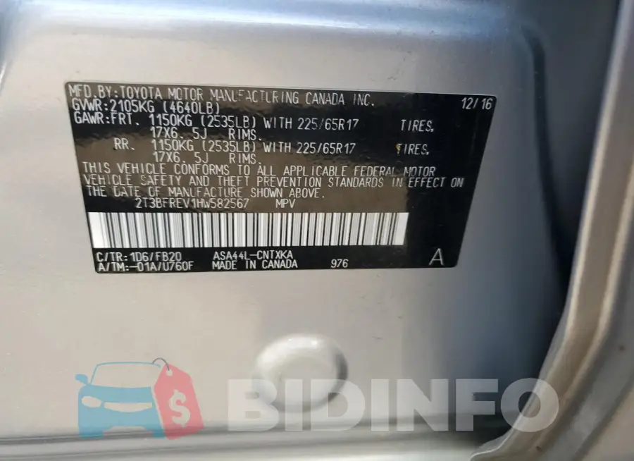 2T3BFREV1HW582567 Photo# 13