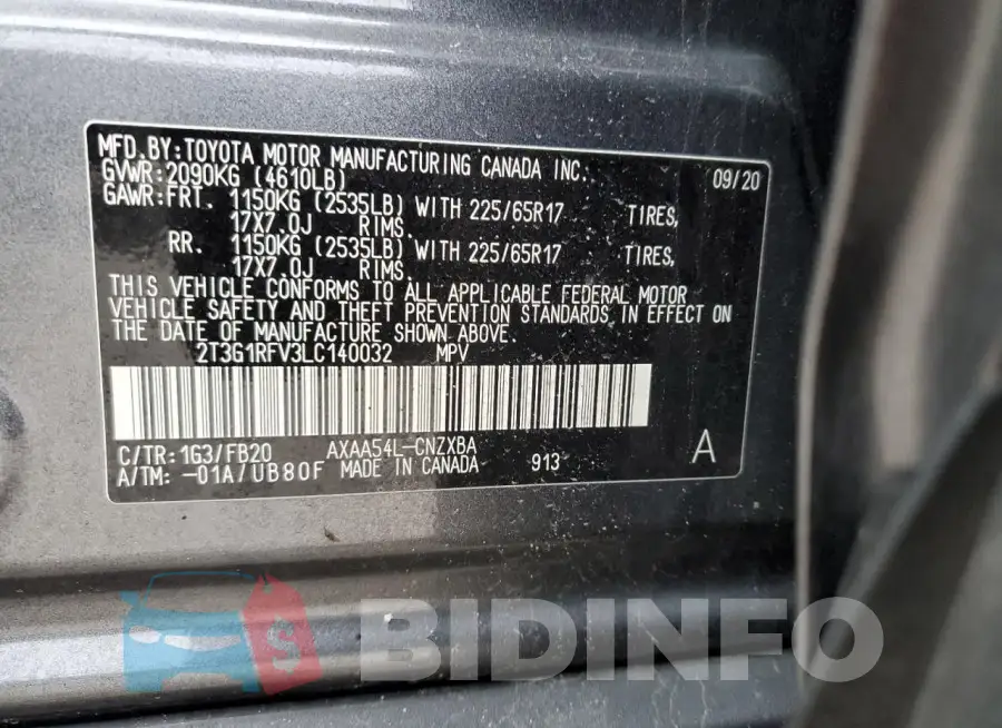 2T3G1RFV3LC140032 Photo# 13