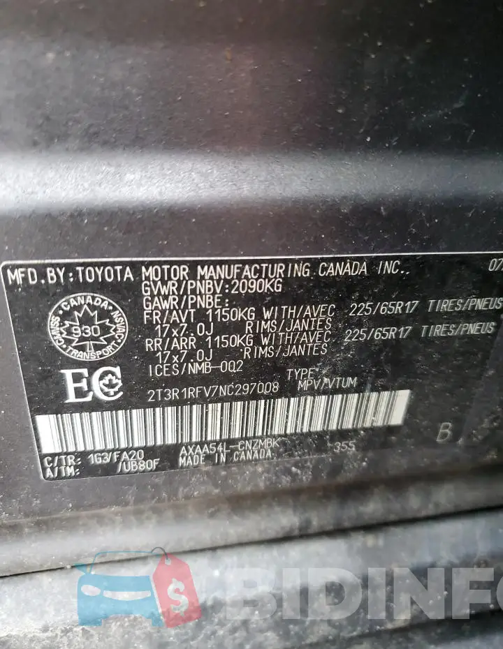 2T3R1RFV7NC297008 Photo# 13