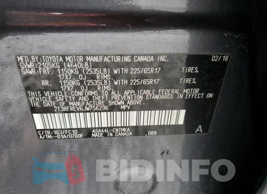 2T3RFREV6JW756296 Photo# 12