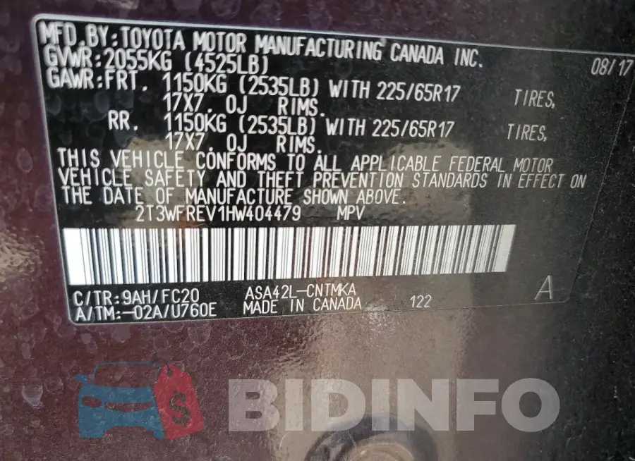 2T3WFREV1HW404479 Photo# 14