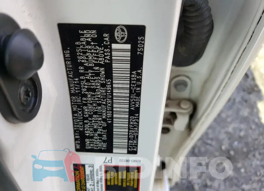 4T1BD1FK9FU149645 Photo# 13