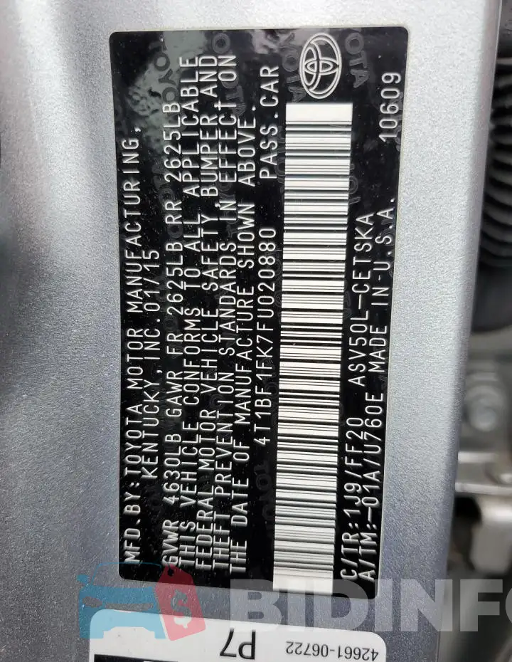 4T1BF1FK7FU020880 Photo# 12