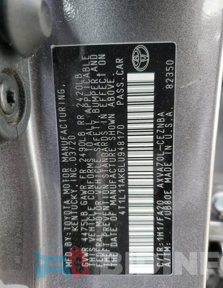 4T1L11AK6LU948170 Photo# 13