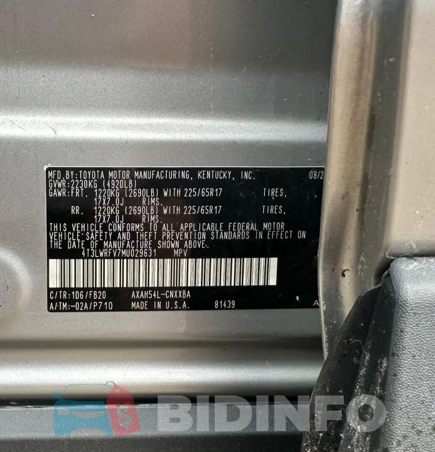 4T3LWRFV7MU029631 Photo# 10