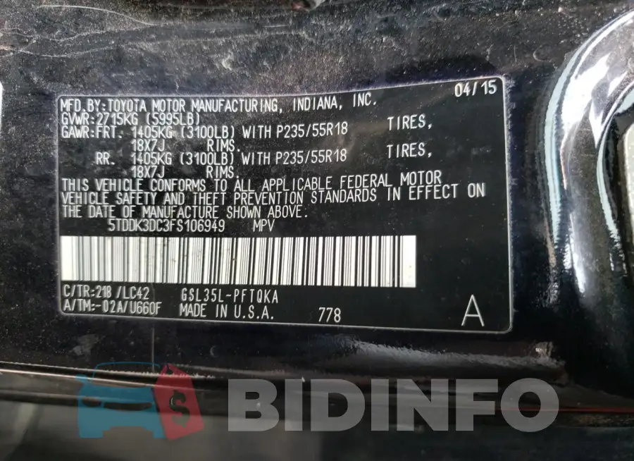5TDDK3DC3FS106949 Photo# 13