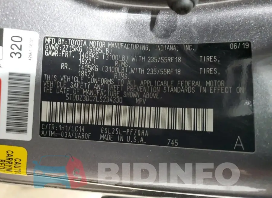 5TDDZ3DC7LS234330 Photo# 13