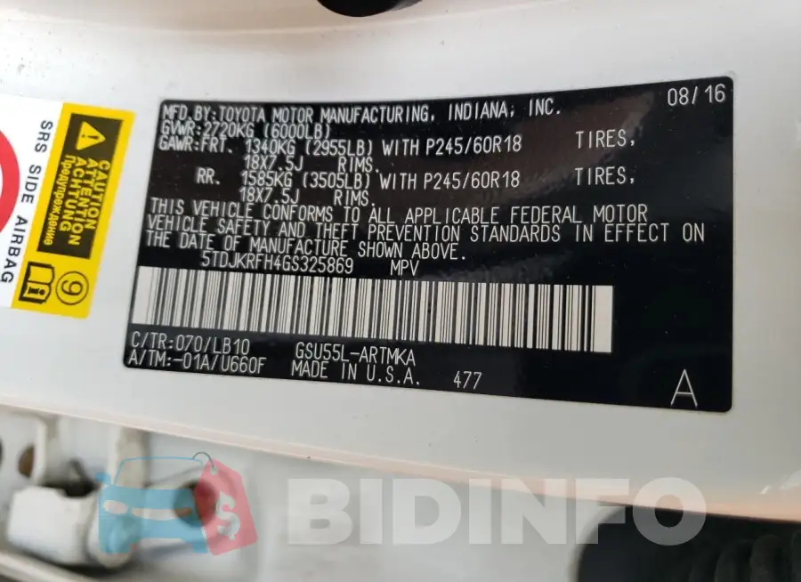 5TDJKRFH4GS325869 Photo# 12