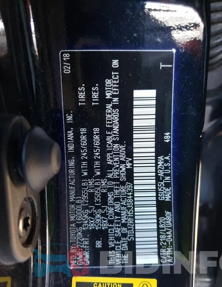 5TDJZRFH5JS844397 Photo# 13