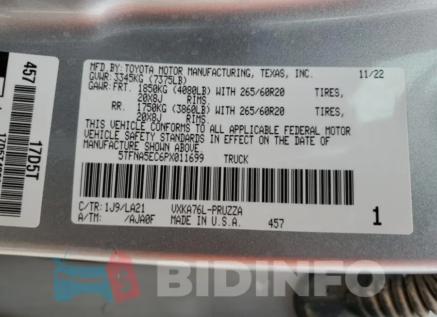 5TFNA5EC6PX011699 Photo# 12