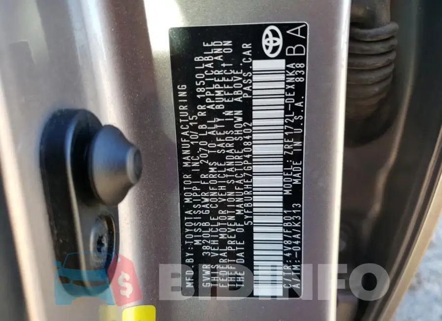 5YFBURHE7GP408402 Photo# 12
