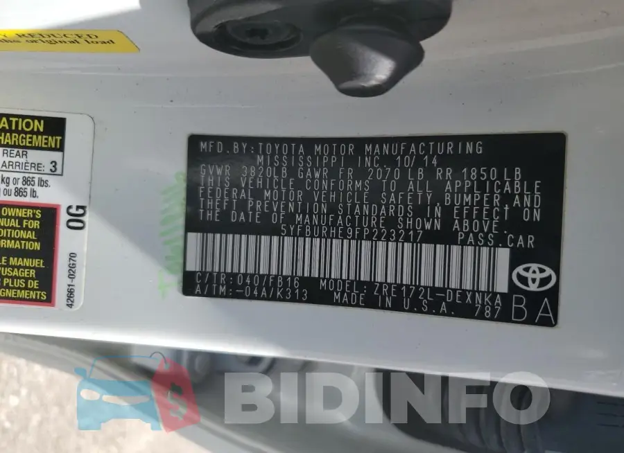 5YFBURHE9FP223217 Photo# 12