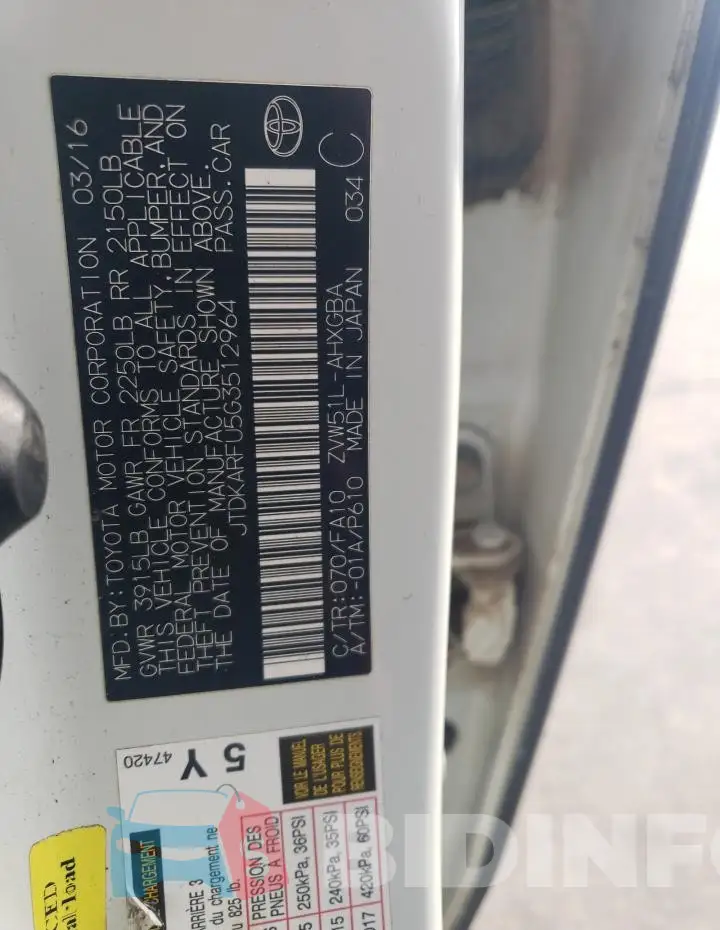 JTDKARFU5G3512964 Photo# 12