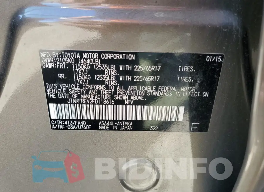 JTMRFREV2FD118616 Photo# 14