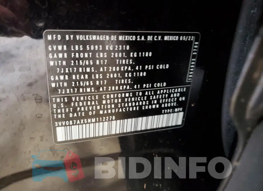3VV0B7AX5NM112278 Photo# 12