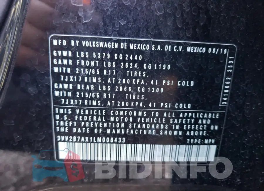 3VV2B7AX1LM006433 Photo# 13