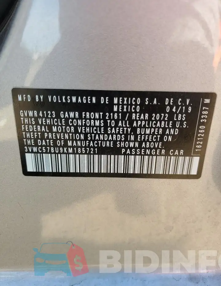 3VWC57BU9KM185721 Photo# 12