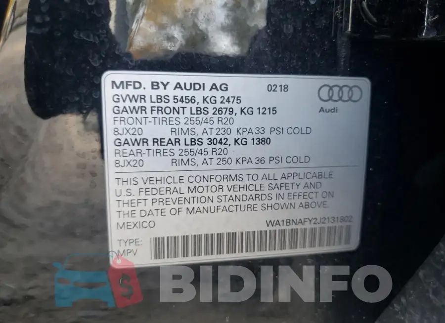 WA1BNAFY2J2131802 Photo# 13