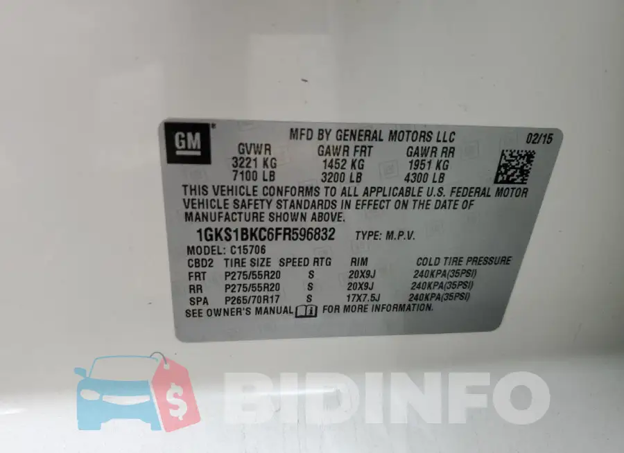 1GKS1BKC6FR596832 Photo# 13