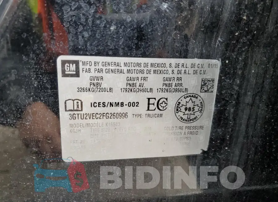 3GTU2VEC2FG260996 Photo# 12