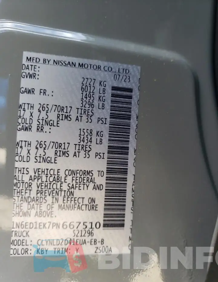 1N6ED1EK7PN667510 Photo# 12