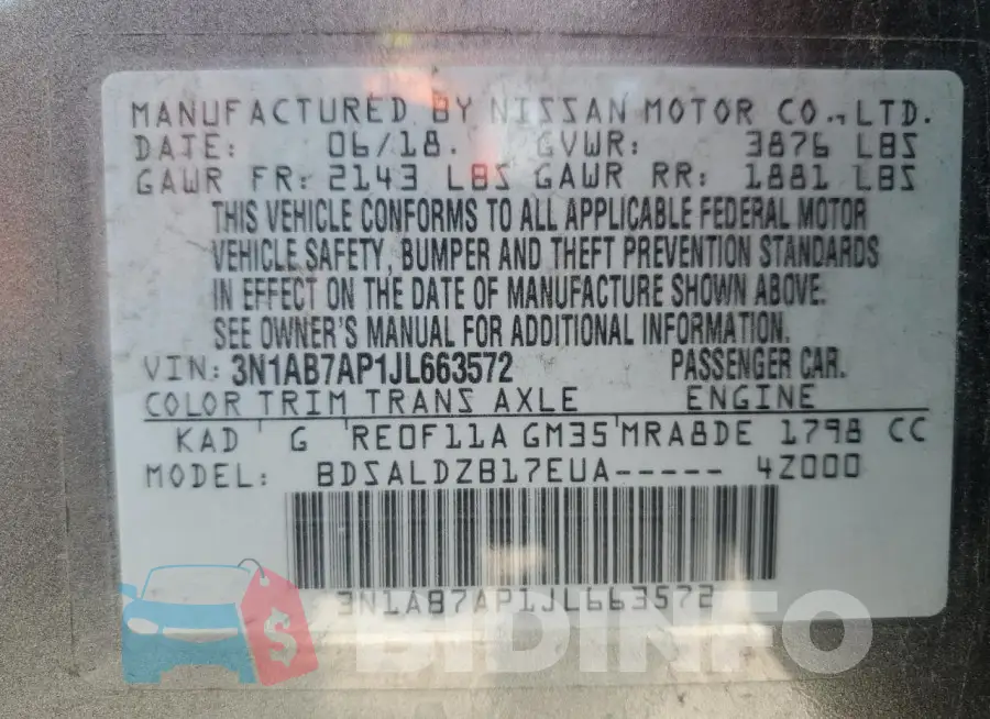 3N1AB7AP1JL663572 Photo# 12