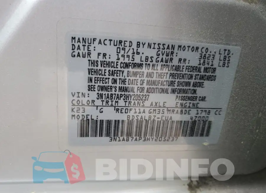3N1AB7AP3HY205237 Photo# 12