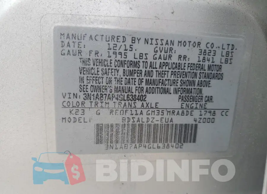 3N1AB7AP4GL638402 Photo# 12
