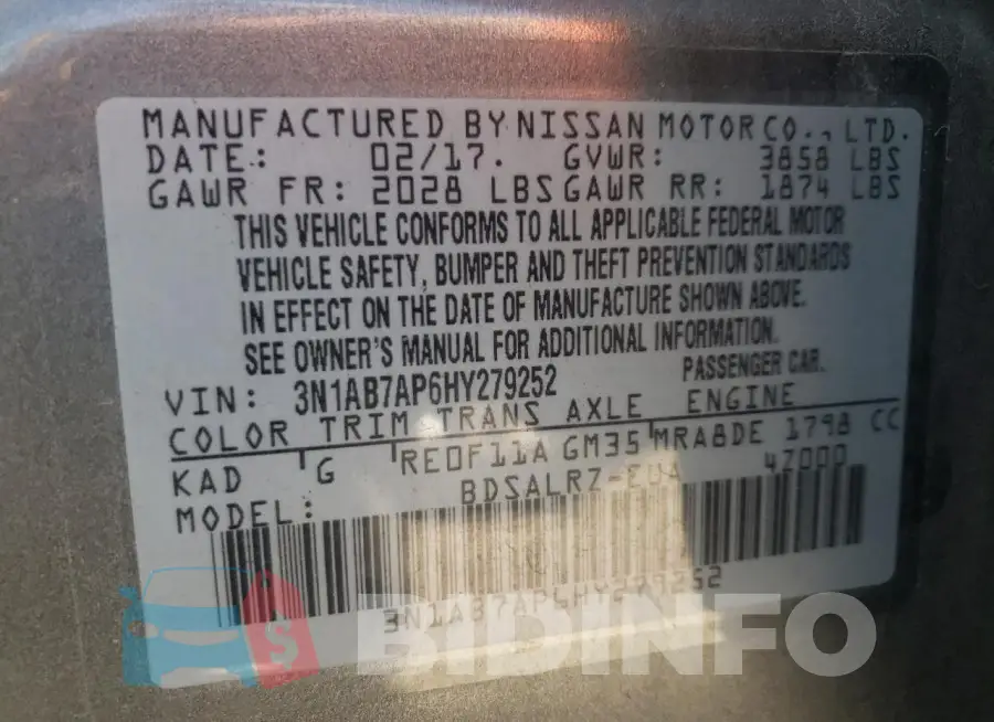 3N1AB7AP6HY279252 Photo# 13