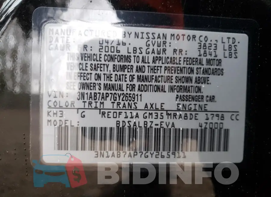 3N1AB7AP7GY265911 Photo# 12