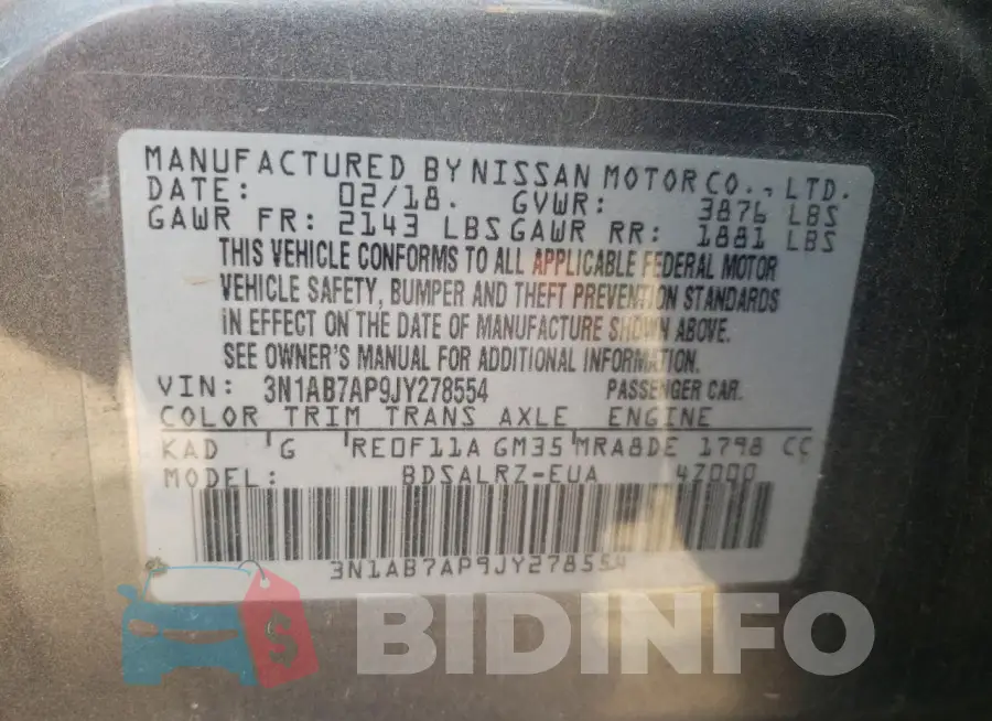 3N1AB7AP9JY278554 Photo# 12