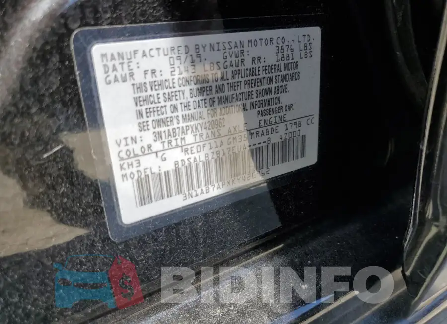 3N1AB7APXKY420962 Photo# 12