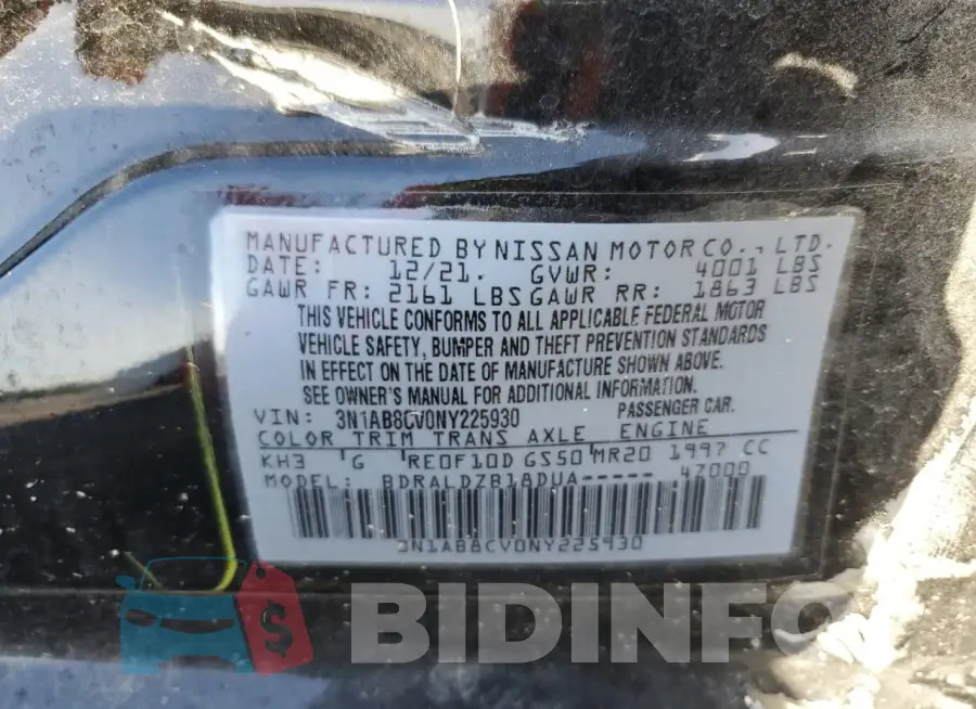 3N1AB8CV0NY225930 Photo# 13