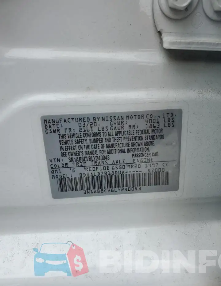 3N1AB8CV8LY240043 Photo# 12