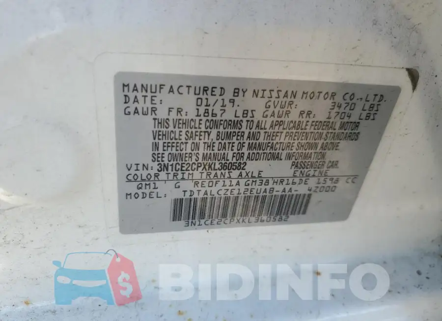 3N1CE2CPXKL360582 Photo# 13