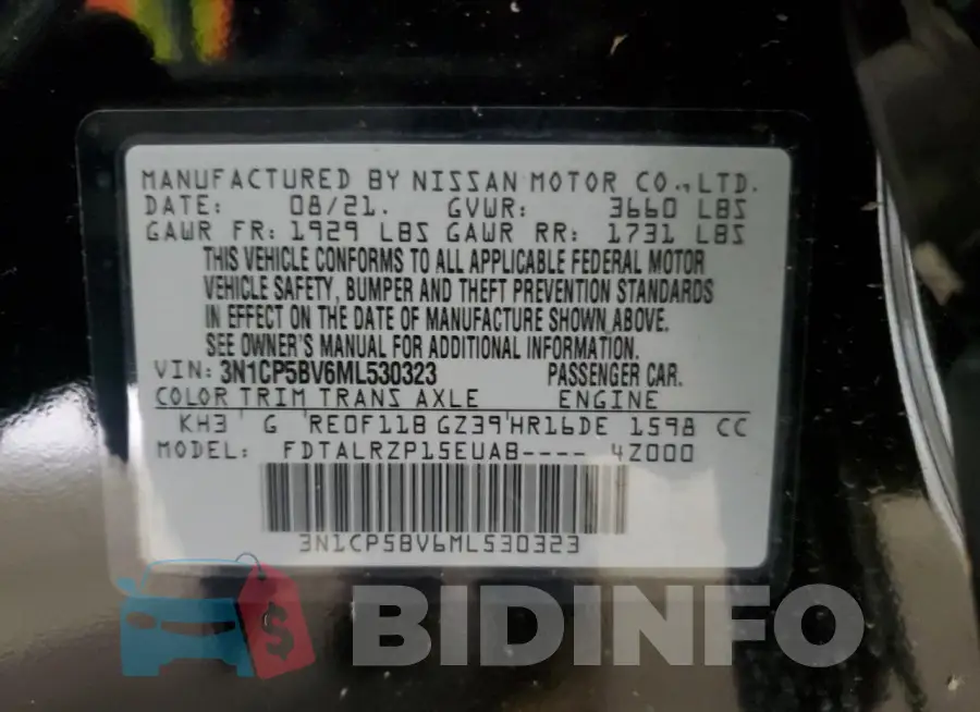 3N1CP5BV6ML530323 Photo# 14