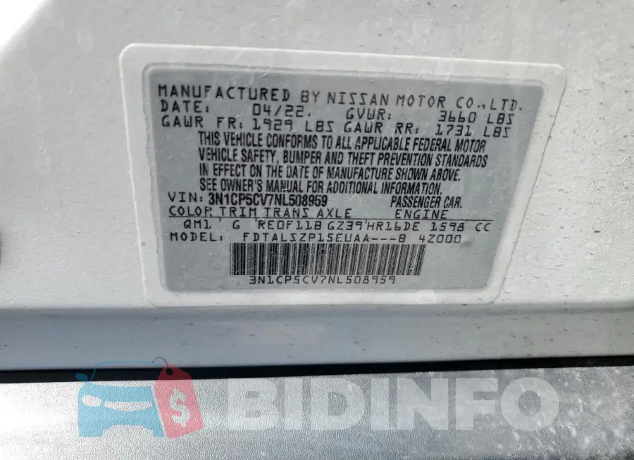 3N1CP5CV7NL508959 Photo# 12