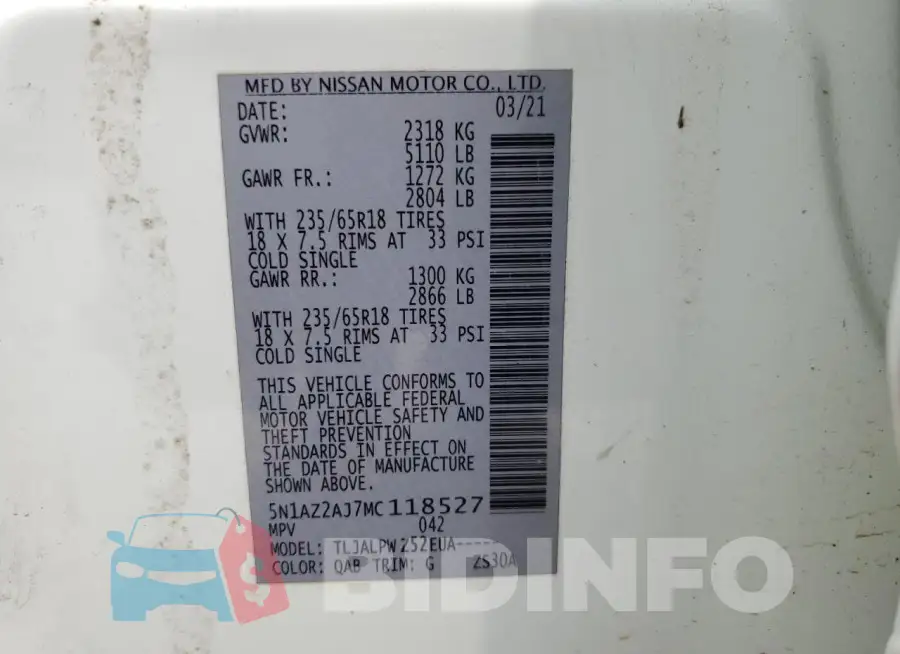 5N1AZ2AJ7MC118527 Photo# 13