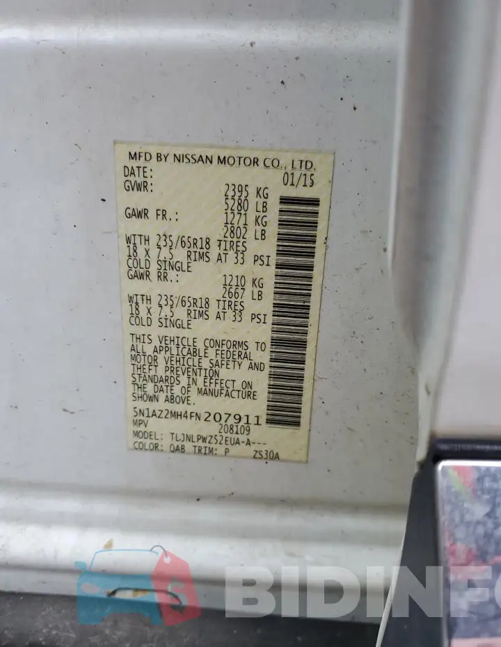 5N1AZ2MH4FN207911 Photo# 13