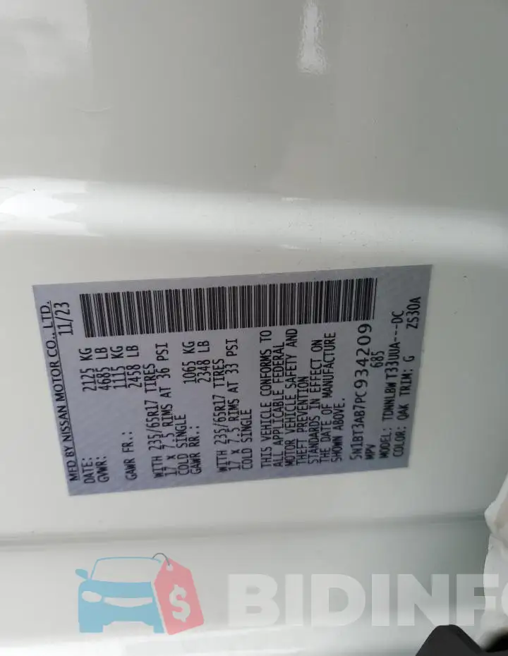 5N1BT3AB7PC934209 Photo# 12
