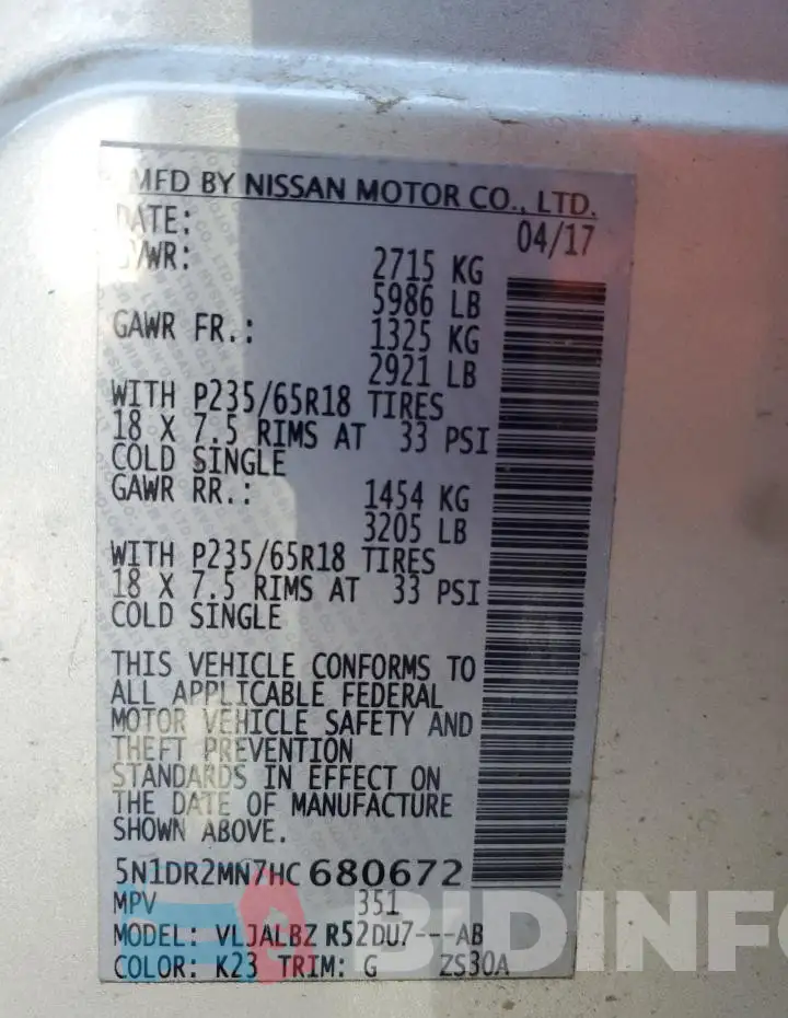 5N1DR2MN7HC680672 Photo# 13