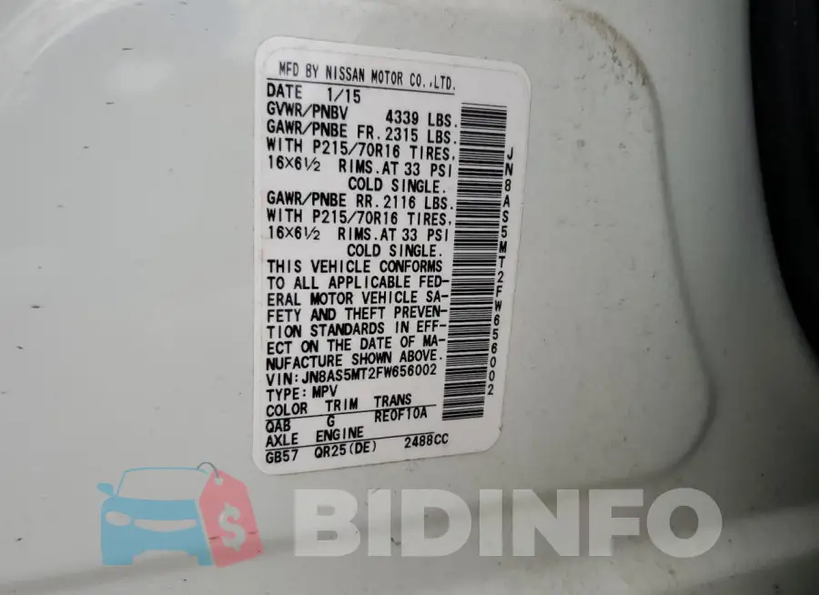 JN8AS5MT2FW656002 Photo# 12