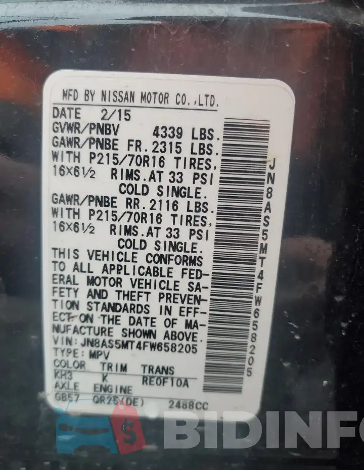 JN8AS5MT4FW658205 Photo# 12