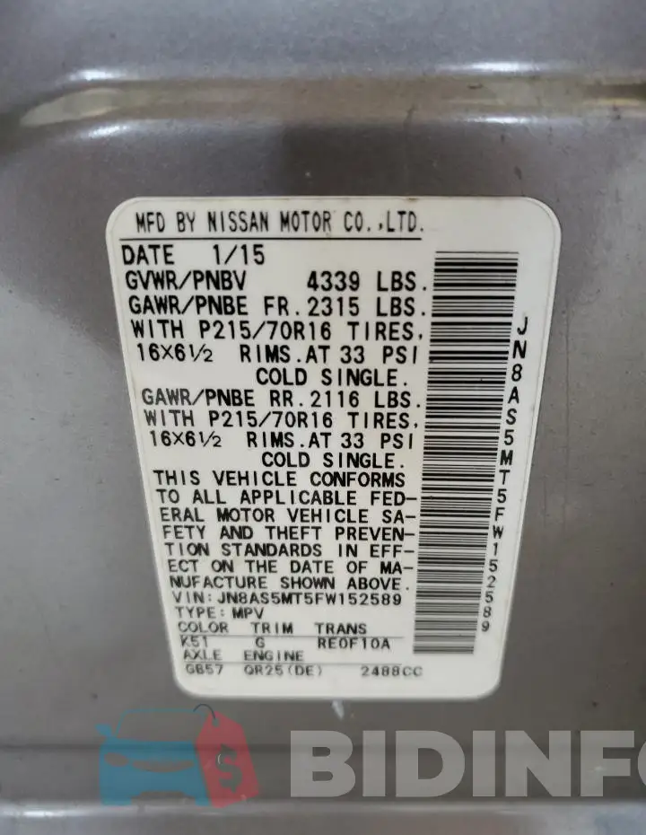 JN8AS5MT5FW152589 Photo# 13
